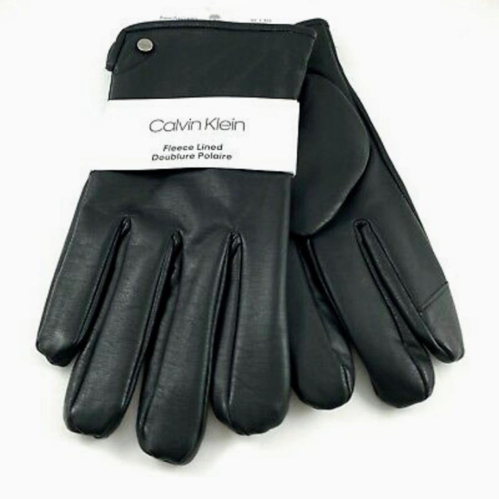 Calvin Klein fleece lined touchscreen black gloves